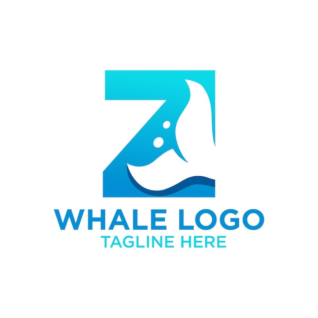 Letter Z Whale Logo Design Template Inspiration Vector Illustration