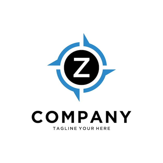 letter Z with Creative Compass Concept Logo Design Template Compass logo sign symbol