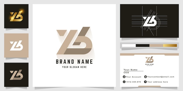 Letter Zb or Lb monogram logo with business card design