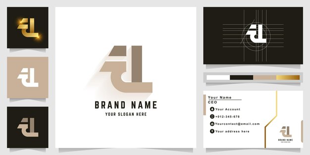 Letter Zd or fL monogram logo with business card design