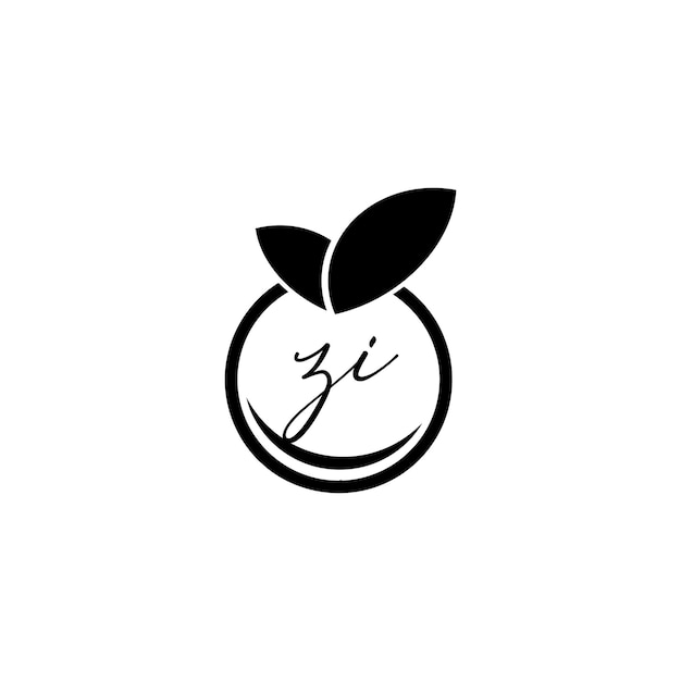 Letter ZI orange fruit icon vector simple and modern logo