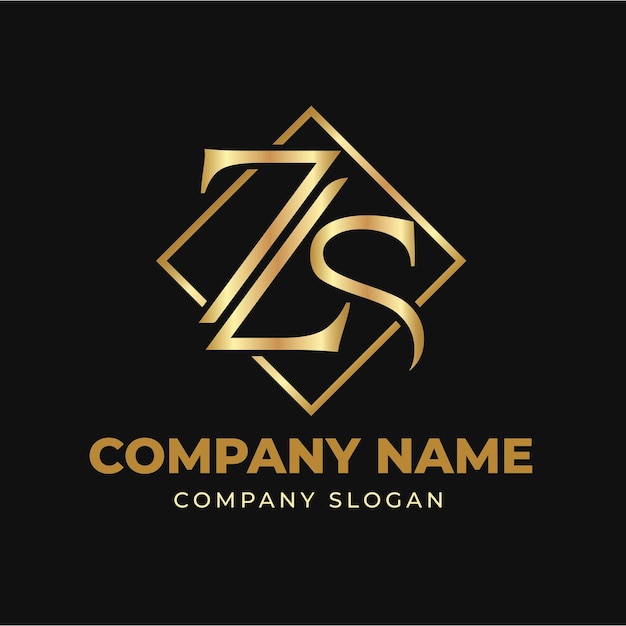 Letter ZS Luxury Gold Logo Design Elegant Template