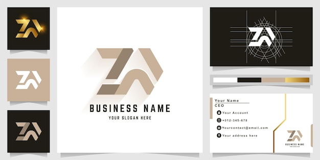 Letter ZW or ZN monogram logo with business card design