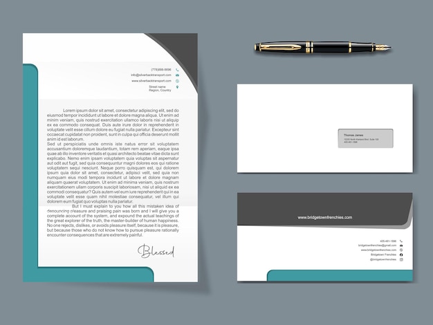 Letterhead and Envelope Mockup Template