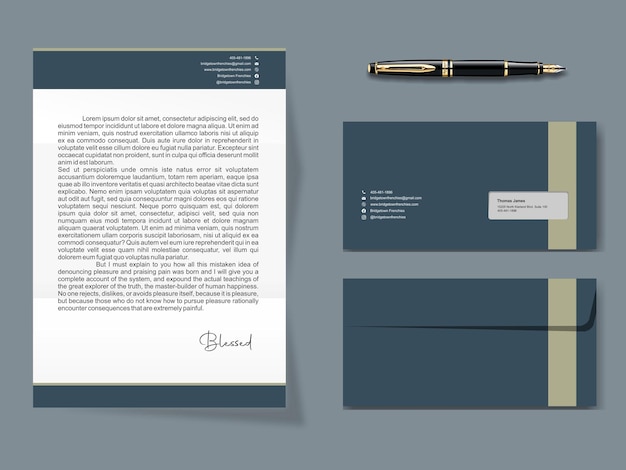 Letterhead and Envelope Mockup Template