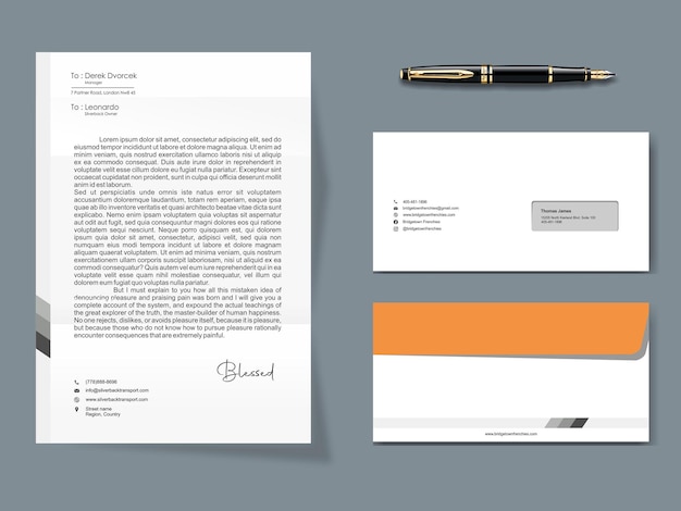 Letterhead and Envelope Mockup Template