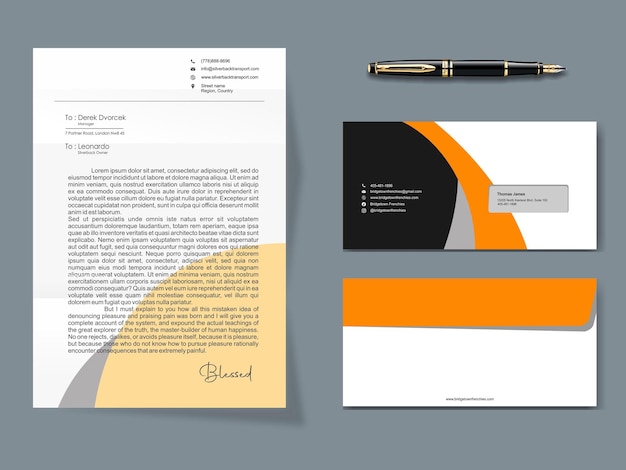 Letterhead and Envelope Mockup Template