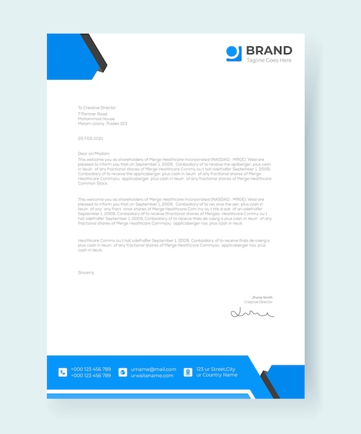 Letterhead Modern Corporate Design Template Premium Vector