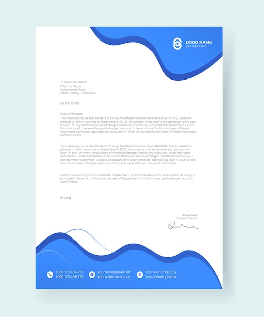 Letterhead Modern Corporate Design Template Premium Vector