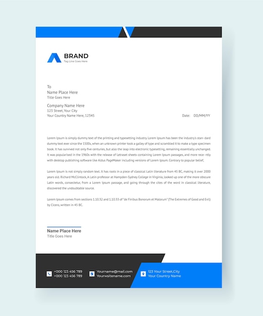 Letterhead Modern Corporate Design Template Premium Vector