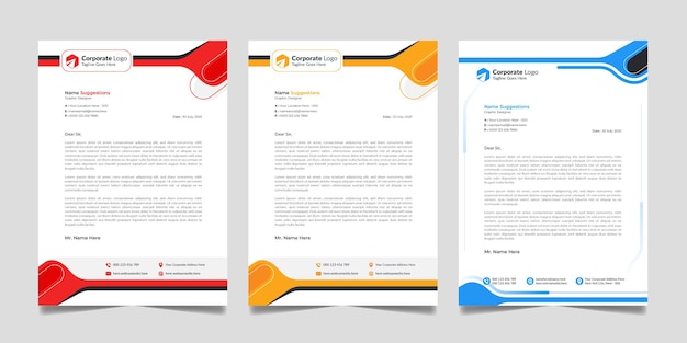 Letterhead template design corporate business creative concept