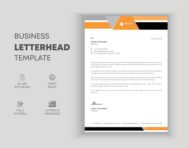 Letterhead template design for your company profile business Premium Vector