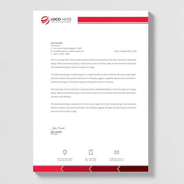 Letterhead template in flat style