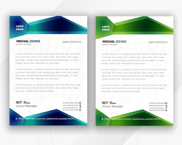 Letterhead Templates and Abstract Corporate or Modern Business Style Design Templates