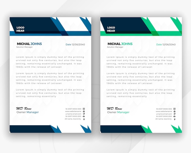 Letterhead Templates and Abstract Corporate or Modern Business Style Design Templates