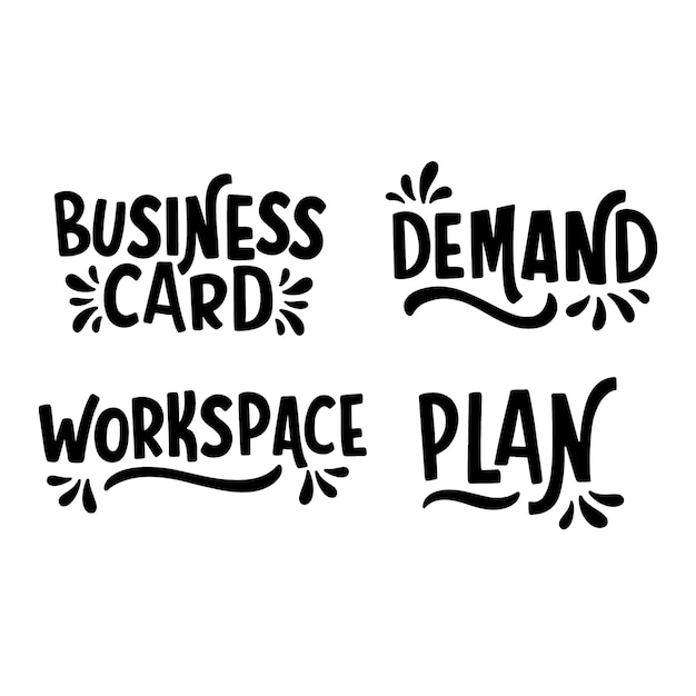 Vector lettering business words stickers collection