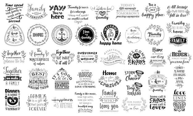 Lettering Family quotes and sayings for cutting plotters and craft goods cut files for plotter