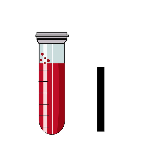 lettering in the form of a medical tube with blood in the shape of the letter I