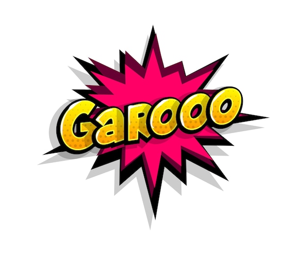 Lettering garooo, garo, grr. Comic text logo pop art