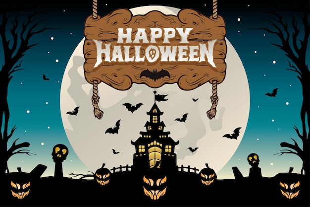 Lettering Happy Halloween Vector, Illustration, Calligraphy Design, Usable for Poster, Wallpaper