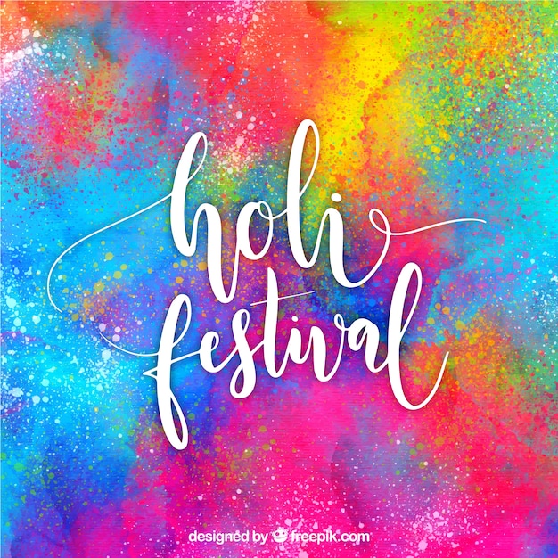 Lettering happy holi background