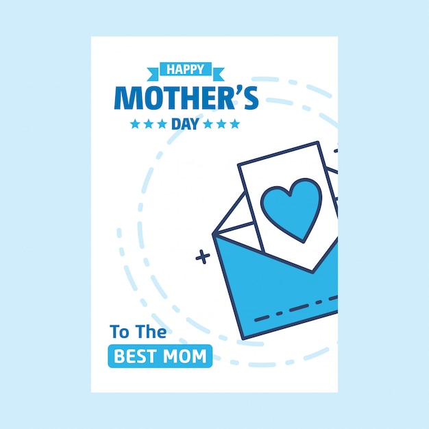 Lettering Happy Mothers Day Blue Background