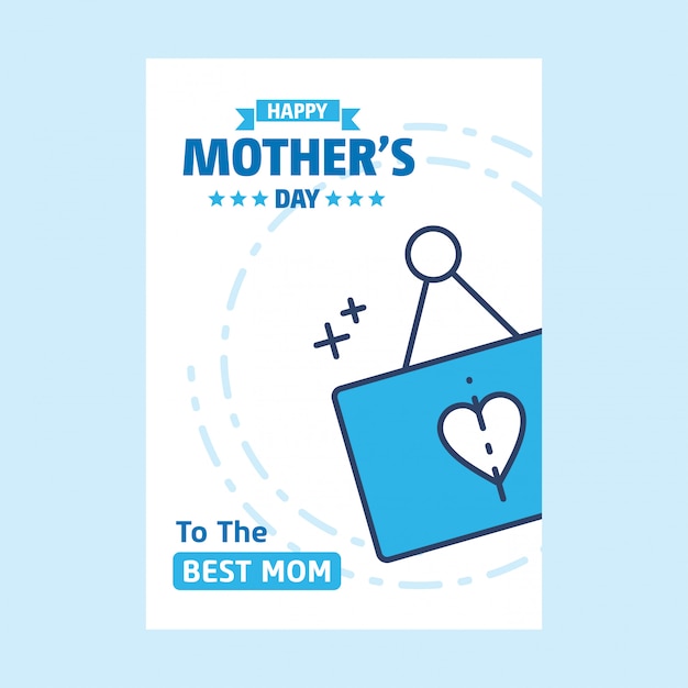 Lettering Happy Mothers Day Blue Background