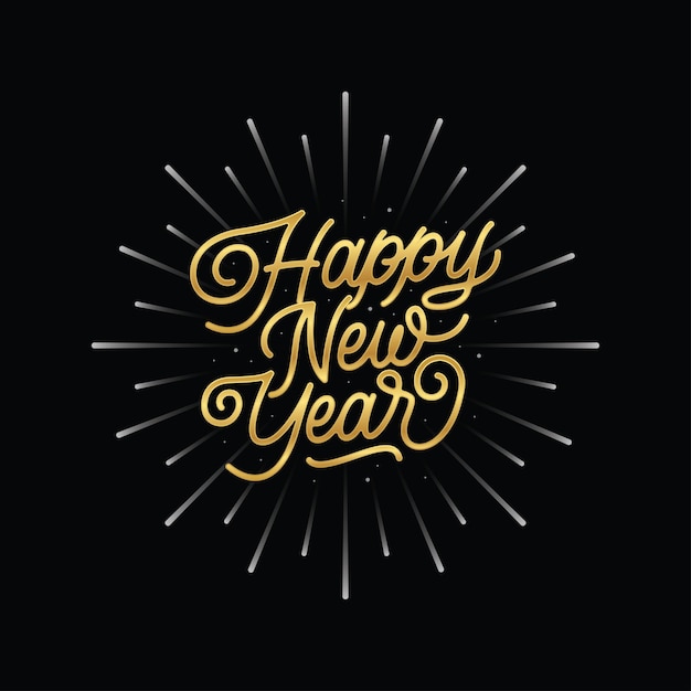 Lettering Happy New Year Vector, Calligraphy Design, Usable for Poster, Banners, Postcard, Wallpaper