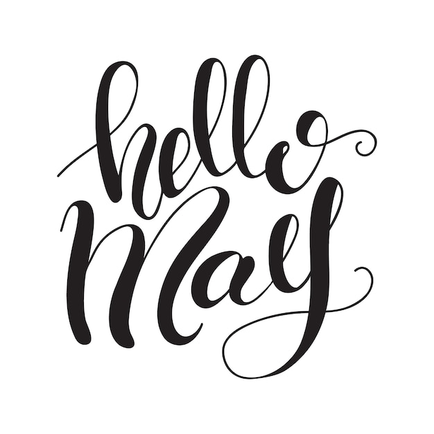 Lettering Hello May. Vector illustration.