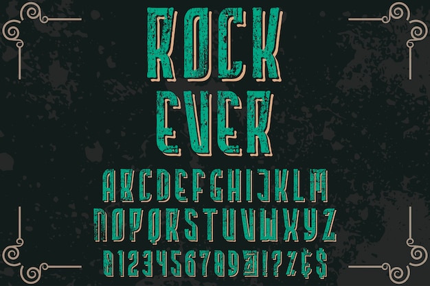 lettering label design rock ever