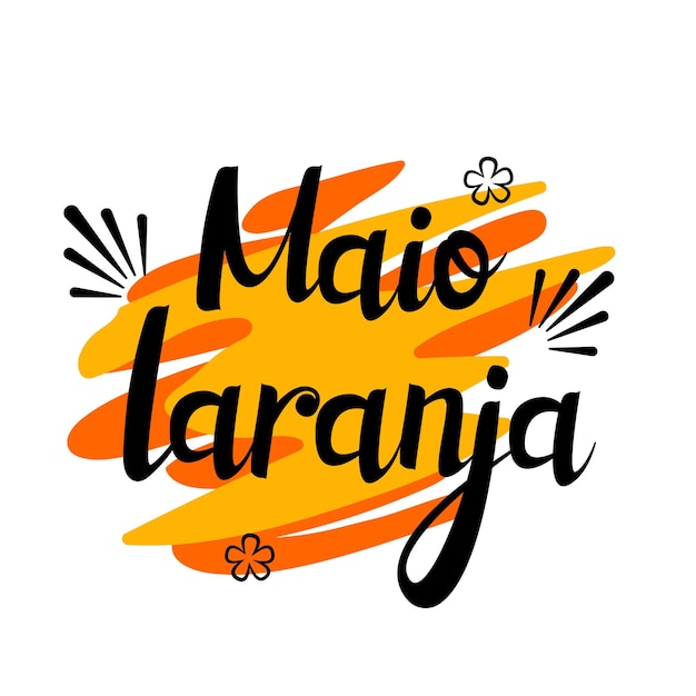 Lettering of Maio laranja campaign against violence research of children. Written in portuguese.