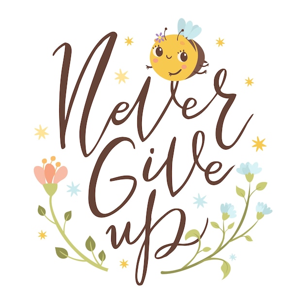 lettering never give up