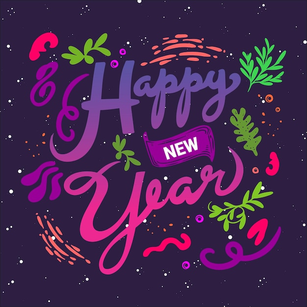 Lettering for new year greeting with gradient color vector model