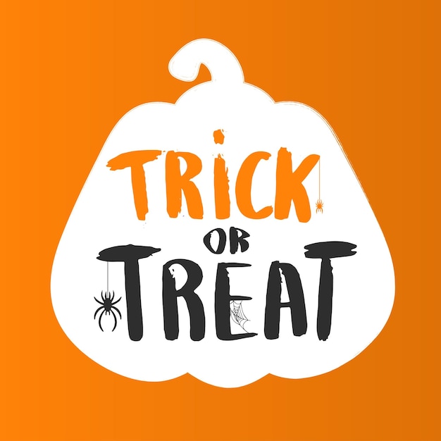 Lettering in Pumpkin isolated Trick or treat text for banner poster greeting card party invitation