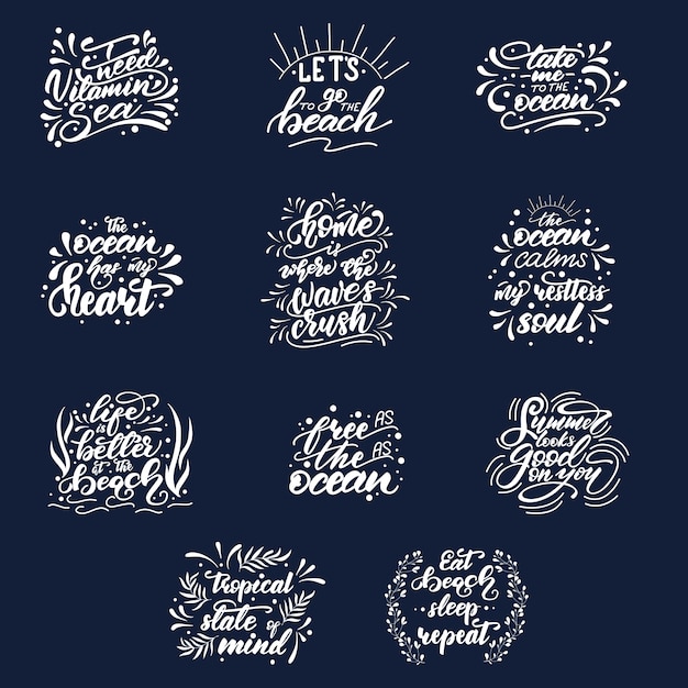 Lettering set with summer phrases