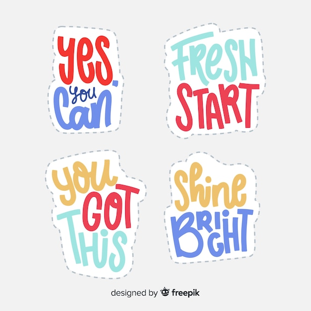 Lettering stickers with motivational quote