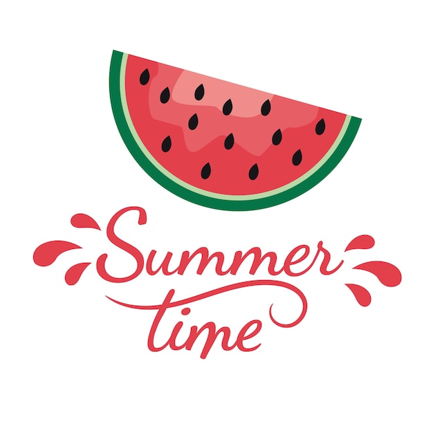 Lettering Summer time with a piece of watermelon