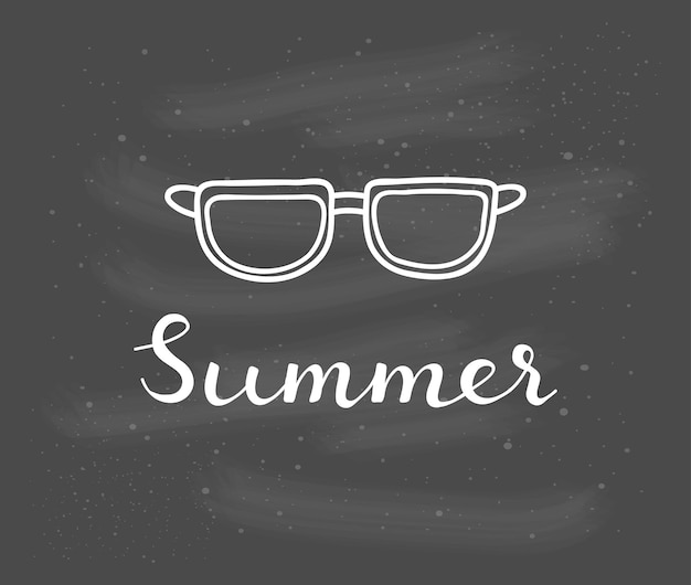 Lettering summer with doodle sunglasses