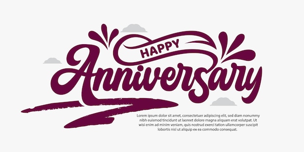 Lettering text of Happy anniversary banner design