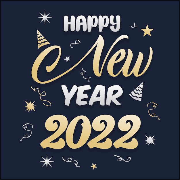 lettering text for happy new year 2022