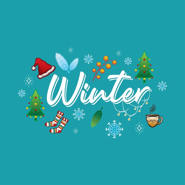 Lettering Winter Vector, Illustration, Calligraphy Design, Usable for Poster, Banners, Wallpaper