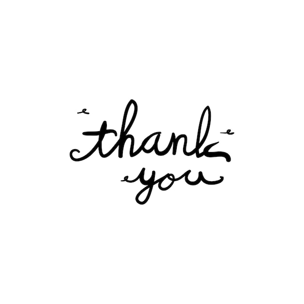 Lettering Word Thank You Doodle Vector Illustration