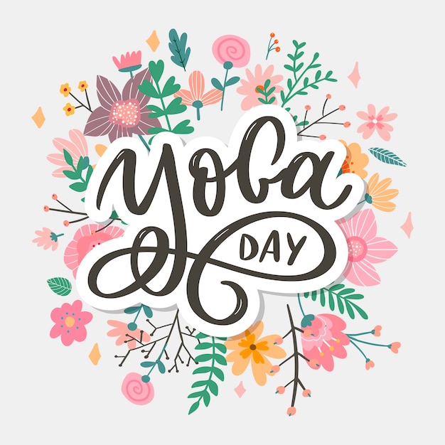 Lettering Yoga.   background International Yoga Day.  Yoga typography.