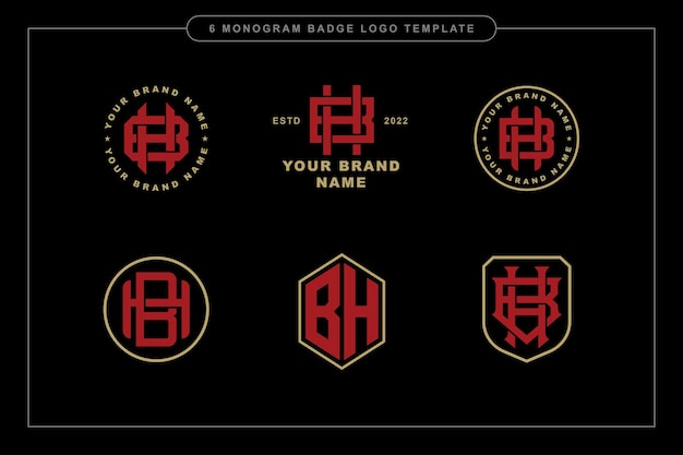 Letters BH or HB monogram template logo initial, badge design for clothing, apparel, brand