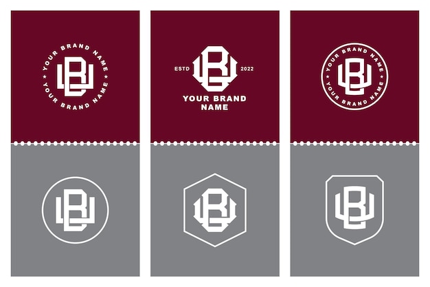 Vector letters bu or ub monogram template logo initial, badge design for clothing, apparel, brand