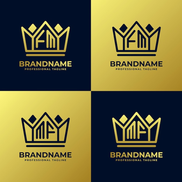 Vector letters fm and mf home king logo set suitable for business with fm or mf initials