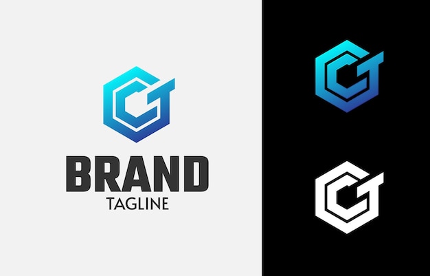 Vector letters gc hexagon logo design template