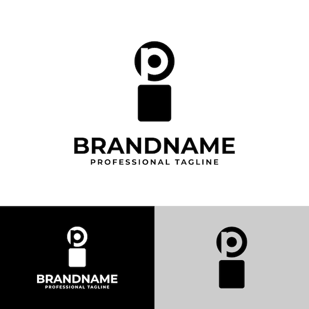 Vector letters ip and pi monogram logo suitable for business with pi or ip initials