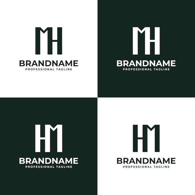 Vector letters mh and hm monogram logo suitable for any business with hm or mh initials