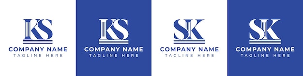 Vector letters sk and ks pillar logo set suitable for business with sk and ks related to pillar